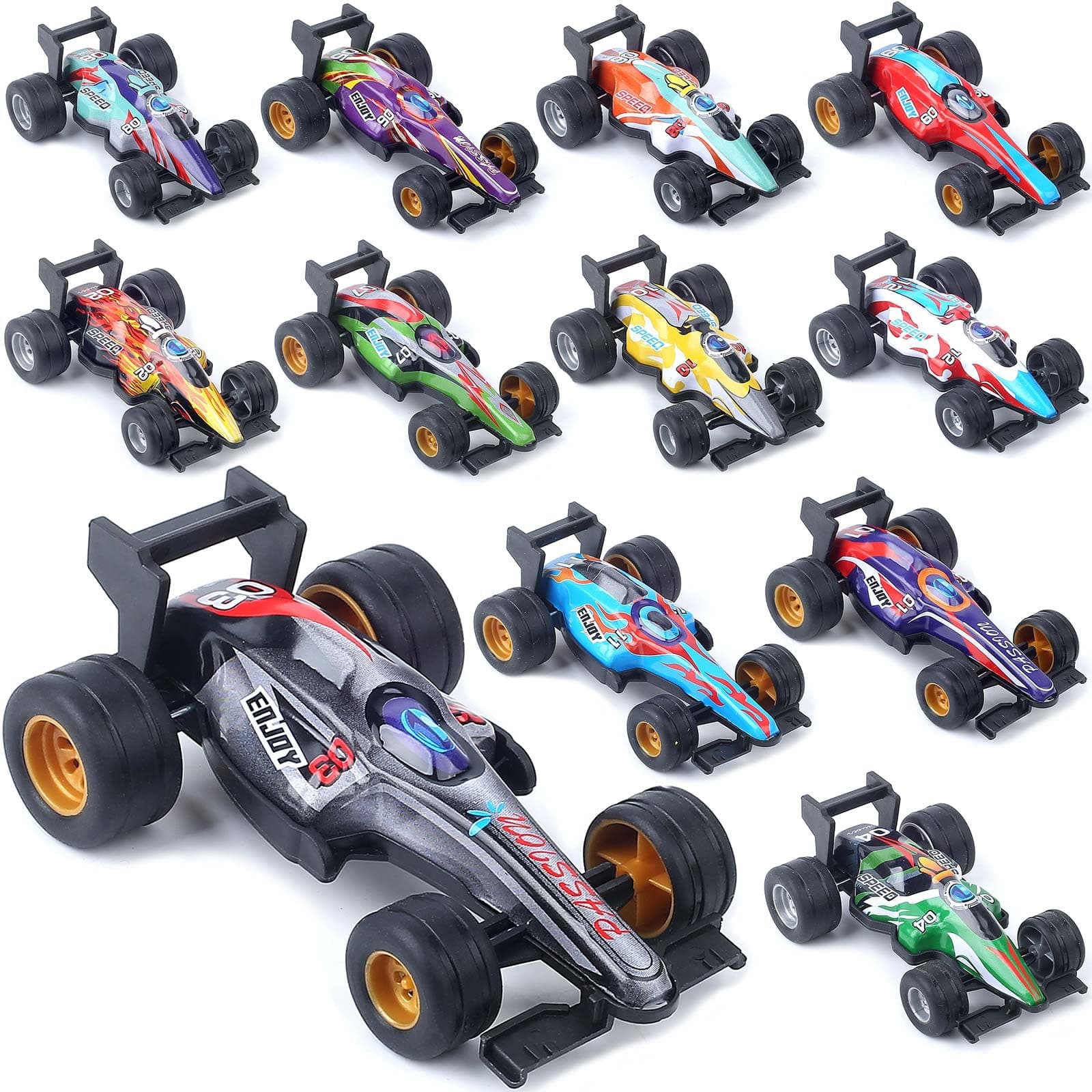 F1 Formula Pull Back Cars Toy Model Set 12Pack 1:43 Matchbox Small Race Cars Wind up Car for Toddlers Kids Ages 2 3 4 5 6 7 8 Boys and Girls Birthday Party favors