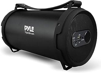 Pyle Portable Speaker, Boombox, Bluetooth Speakers, Rechargeable Battery, Surround Sound, Digital Sound Amplifier, USB/SD/FM Radio, Wireless Hi-Fi Active Stereo Speaker System in Black (PBMSPG7)
