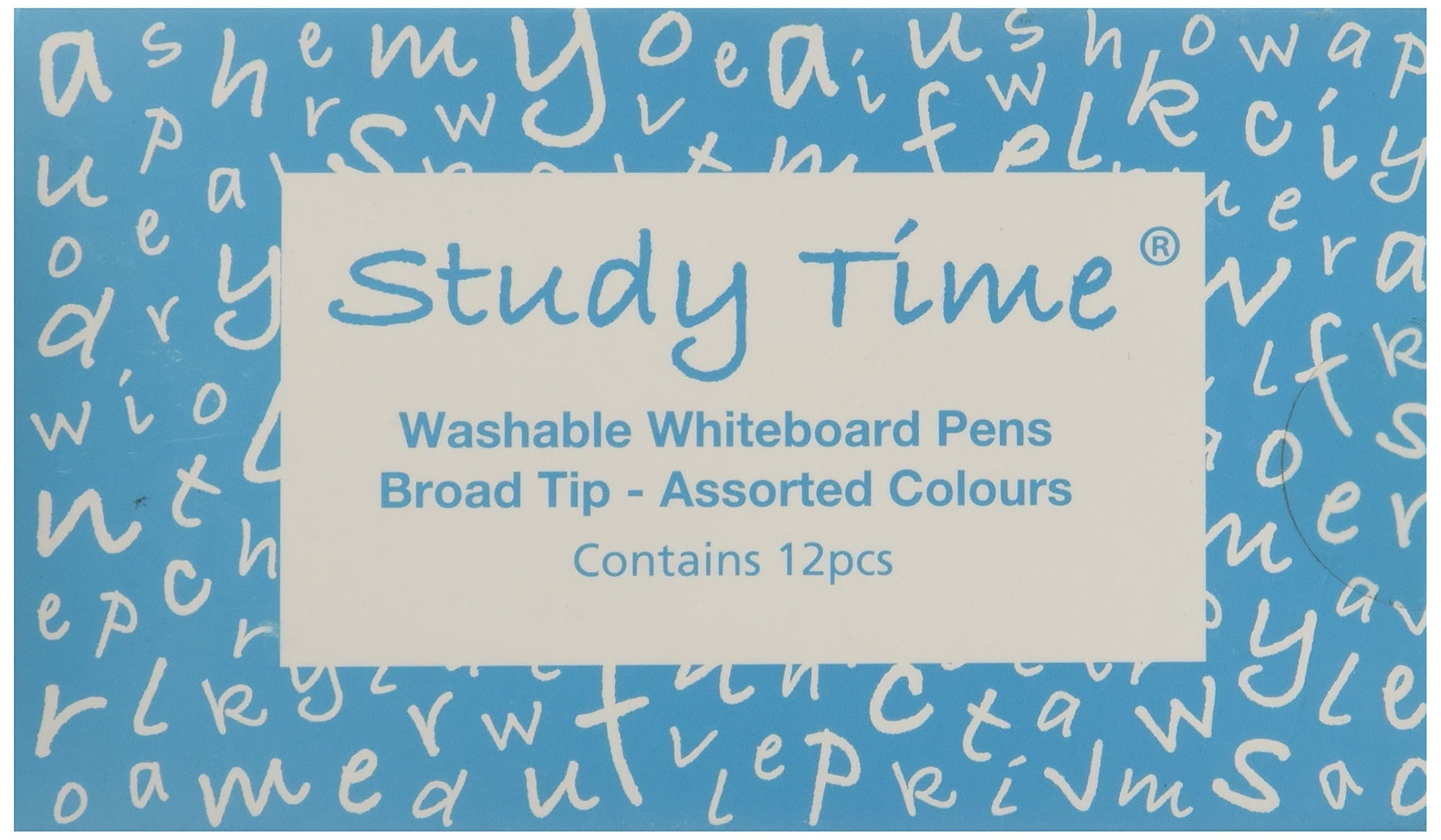 Study Time Washable Whiteboard Markers - Assorted (Pack of 12)