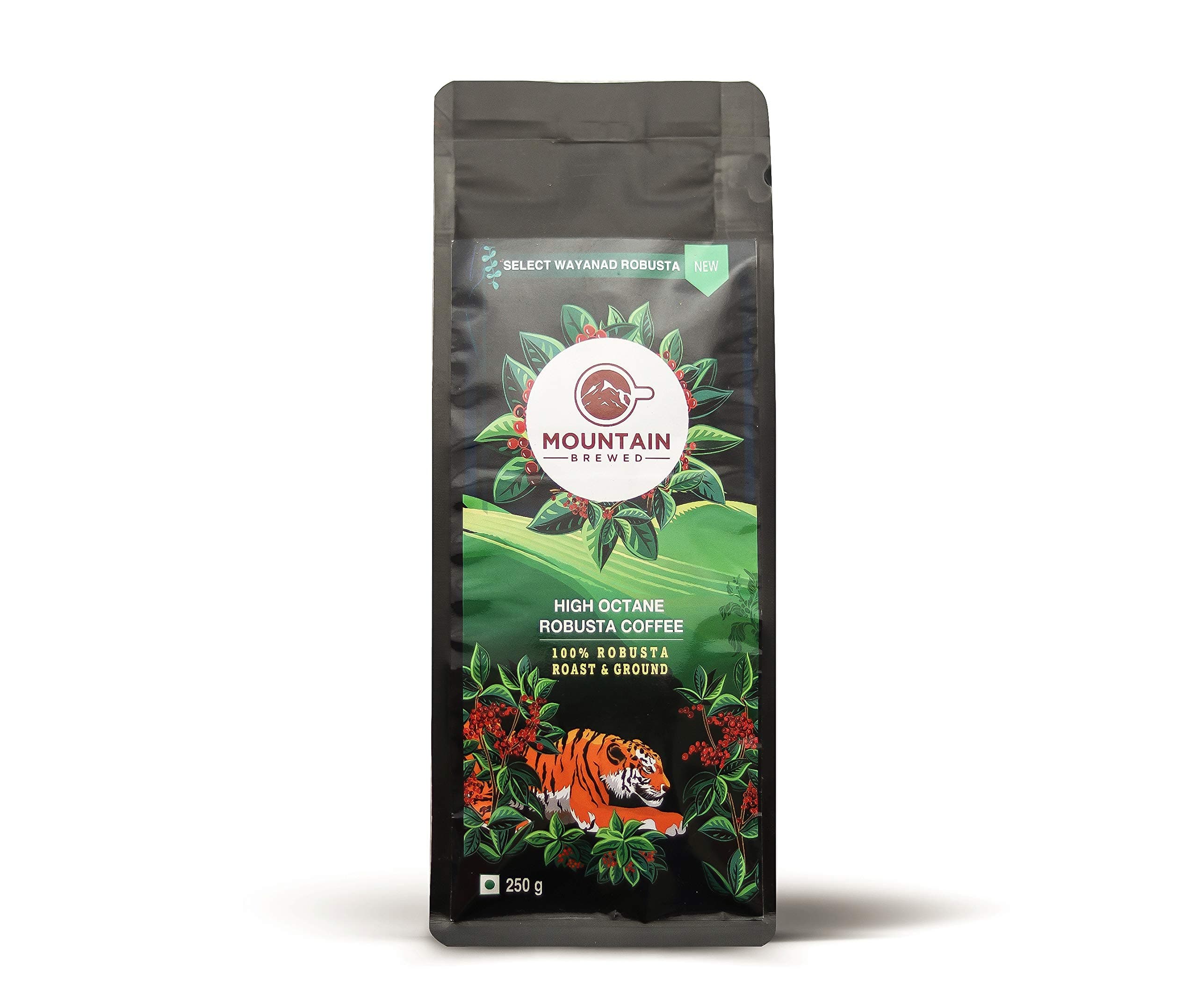 MOUNTAIN BREWED Premium Robusta - 100% Robusta | Medium Roast & Ground | 250g Re-sealable Pouch
