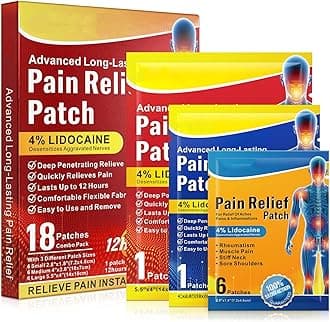 Azonee 18PCS Heat Patches-with 3 Different Patch Sizes-High Elastic Stretchable Back Shoulder Neck Knee Patches-Adhesive Heat Pads Plaster