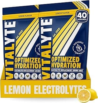 Vitalyte Electrolyte Powder Drink Mix, Isotonic Electrolyte Hydration Mix, Gluten Free Post Workout Powder Mix, Pack of 2, 35 oz. Each, Lemon Flavor