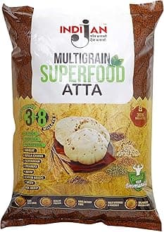 Indijan Multigrain Superfood Atta/Flour 5 Kg|11 Ingridients & 35% Millets+Superfoods/Low carb + Protein+ Vitamins+ Dietary fibre/100% Wholegrain/Immunity Booster/Diabetic Friendly/Low GI