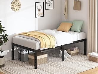QEROMY Twin XL Bed Frames - 18 in Sturdy Platform Bed Frame Twin XL, Heavy Duty Metal Bed Frame No Box Spring Needed, Quick & Easy Assembly, No Noise, Black