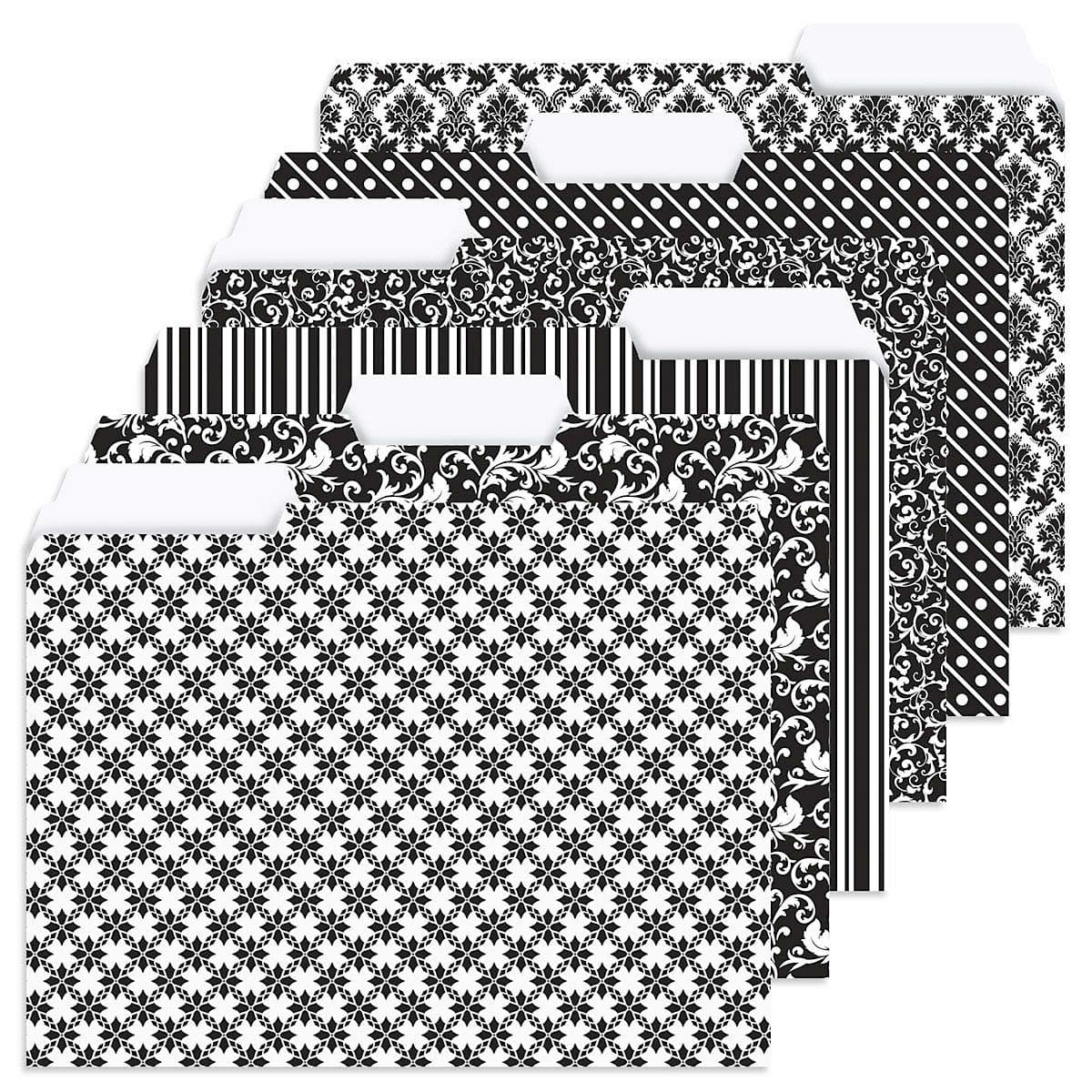 Current Elegant Black File Folders Value Pack - Bulk Set of 24, 6 Pretty Decorative Designs, 1/3 Cut Tabs, Heavy-Duty Paper Stock, Office Supplies for Home & Work, 9-½” x 11-¾” Letter Size