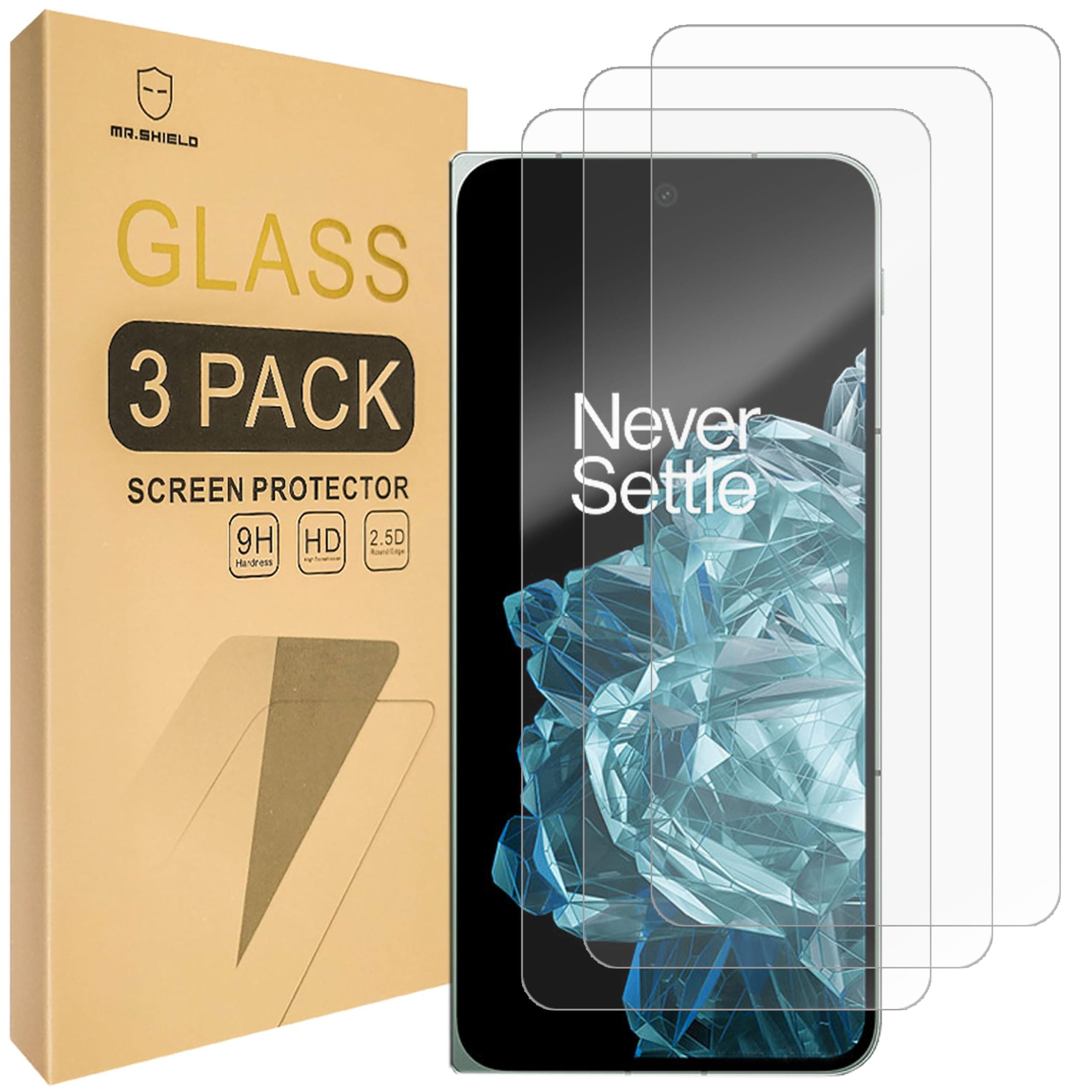 Mr.Shield Screen Protector Compatible with OnePlus Open [Front Screen ONLY] [Shorter Fit For Case Version] [Tempered Glass] [3-PACK] [Japan Glass with 9H Hardness]
