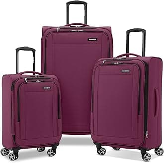Saire LTE Softside Expandable Luggage with Spinners | Raspberry | 3PC (CO/MED/LG)