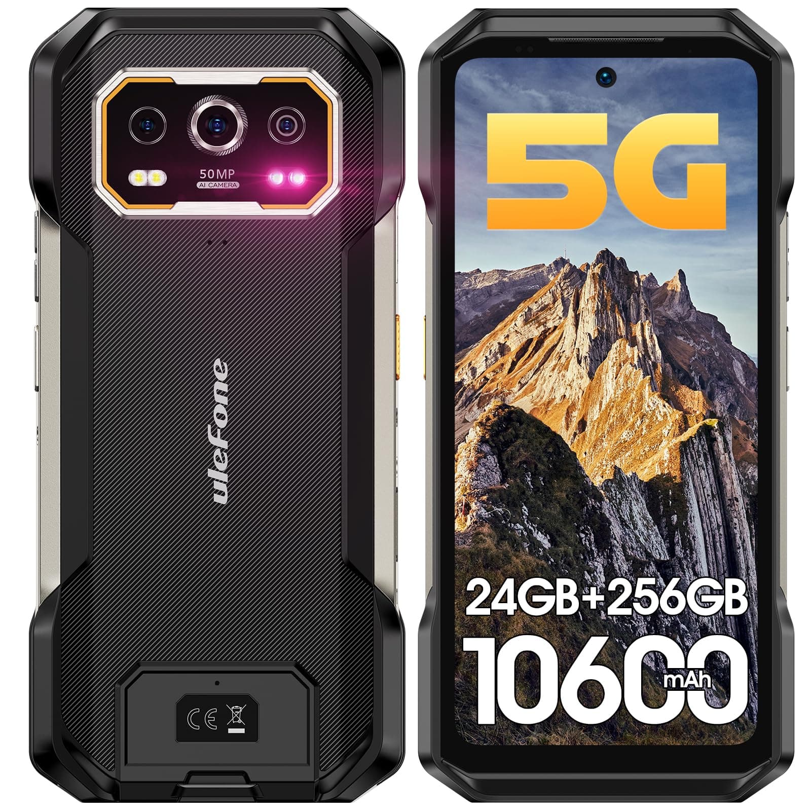 - Ulefone Armor 27 Pro 5G Rugged Smartphone Android 15 2026, 12GB+256GB 10600mAh/33W Dimensity 6300 50MP+64MP Night Vision 6.78" FHD+ 120Hz IP68/69K Waterproof Dual SIM Smartphone Fingerprint ID NFC