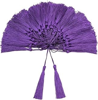 VAPKER 100 Pieces Dark Purple Silky Handmade Soft Tassels 13cm/5-Inch With 2-Inch Cord Loop for Jewelry Making, DIY Projects, Bookmarks
