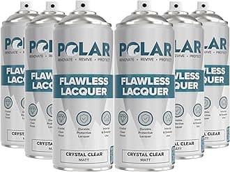 Polar Clear Matte Flawless Lacquer Spray - 6 x 13.5 Fl Oz - Clear Coat Spray Paint - Non-Yellowing & Scratch Resistant - Interior & Exterior Surfaces for Wood, Metal, Plastics, Glass & Ceramics