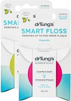 Smart Floss - Natural, PTFE & PFAS Free Floss, Gentle on Gums, Expands & Stretches, BPA Free Floss - Natural Dental Floss Cardamom Flavor (Pack of 2)