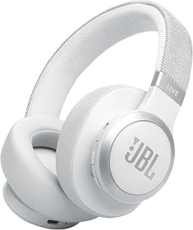 JBL Live 770 NC Wireless Over-Ear Headphones with Noise-Cancelling Technology and 65-Hour Battery Life, White