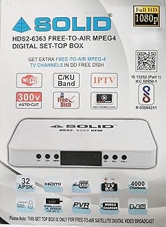 Eboxi Solid HDS2-6363 DVB-S2/MPEG-4 FullHD FTA Set-Top Box with Solid OTT App DD Free to AIR Channel Life TIME