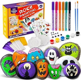 Lehoo Castle Rock Painting Kit, Art and Craft for Kids, Rock Painting Craft Kit for Kids, DIY Rock Decorating Art Supplies