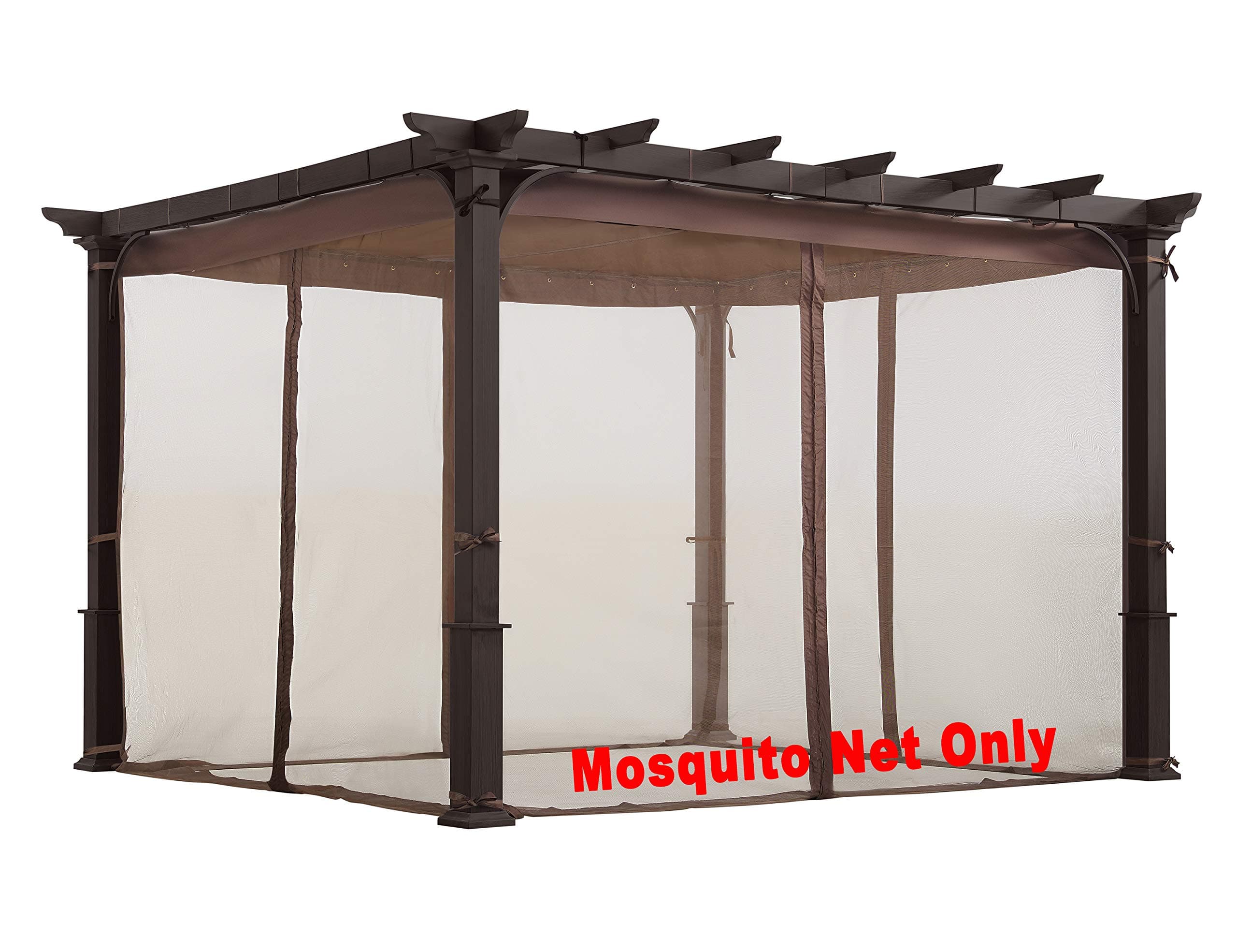 Replacement Mosquito Net for Flat-Roof Pergola - Mesh Bug Net Only (10 ft. x 10 ft., Brown)