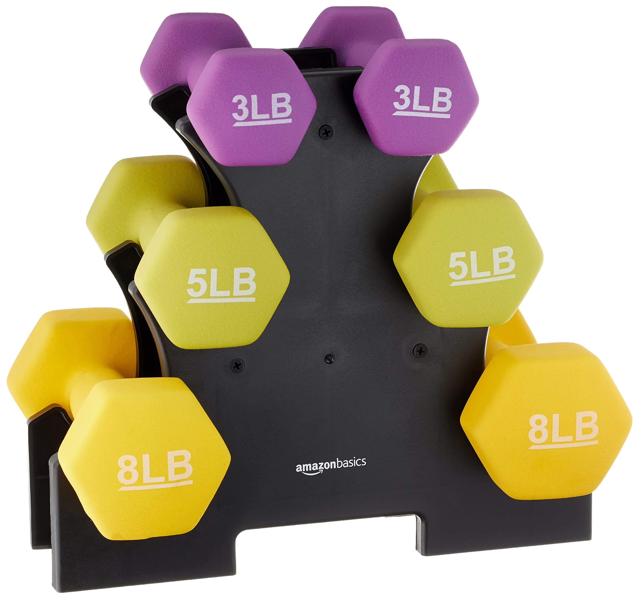 AmazonBasics Neoprene Dumbbell Set with Stand