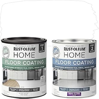 Rust-Oleum 367598 Home Interior Floor Coating Kit, Semi-Gloss Ultra White