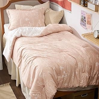 Twin/Twin XL Comforter Set - Dusty Rose Bed Set, 2 Pieces Cute Floral Bedding, 1 Soft Reversible Botanical Flowers Comforter and 1 Pillow Sham