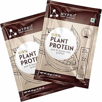Plant Protein Powder Pea Protein Isolate & Brown Rice Vegan Protein Powder-Pack Of 10, Travel Pack 30 gm each- Chocolate Flavour