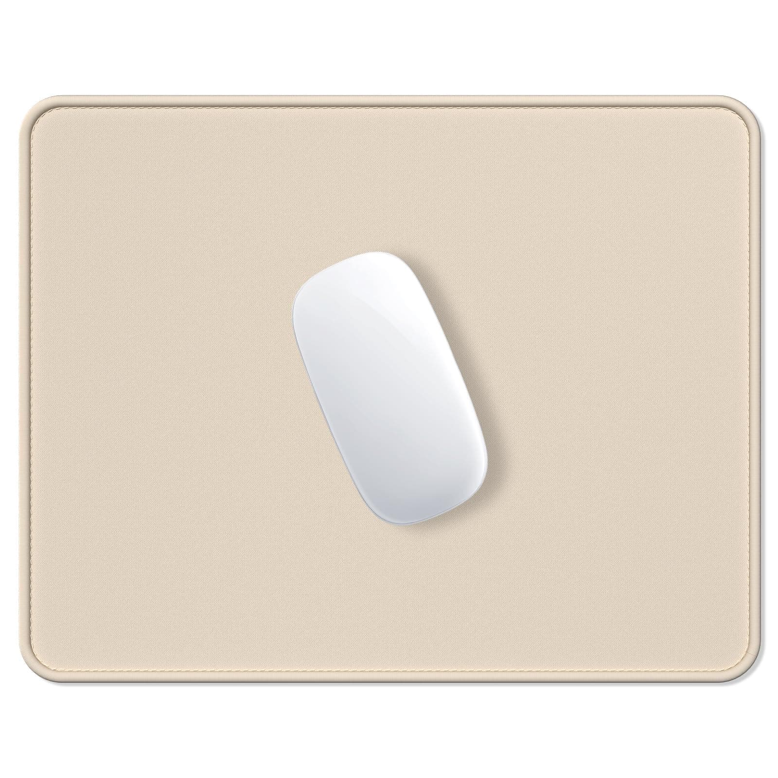 Hsurbtra Mouse Pad, Premium-Textured Square Mousepad 10.2 x 8.3 Inch, Stitched Edge Anti-Slip Waterproof Rubber Pretty Cute Computer Mat for Office Gaming Laptop Women Kids Beige