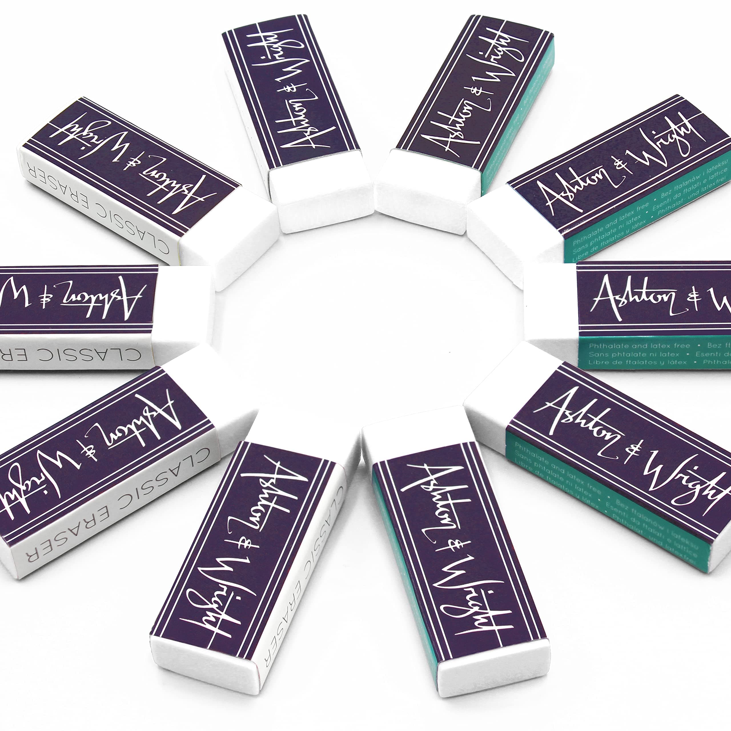 Ashton and Wright - Classic Eraser - Latex Free Plastic Rubber - Pack of 10 White