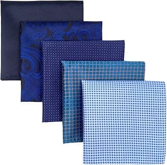 Shlax&Wing 5 Pieces Assorted Mens Pocket Square Set Handkerchiefs