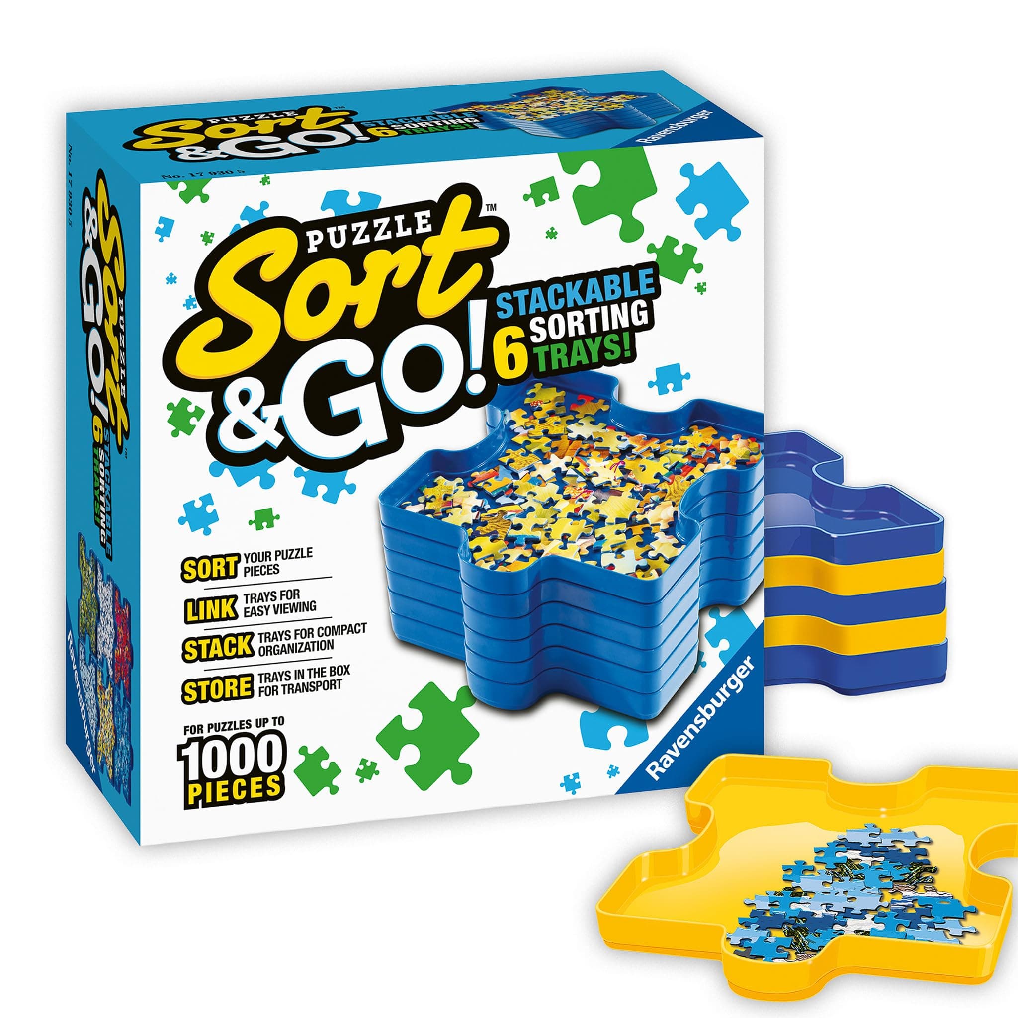 Ravensburger - Sort and Go - Jigsaw Puzzle Accessory - Sturdy Stacking Trays for Sorting Pieces - Premium Quality - Ideal Gift for Enthusiasts - Black - Can Hold Up to 1000 Pieces