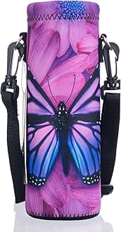 AUPET Water Bottle Carrier,Insulated Neoprene Water Bottle Holder Bag Case Pouch Cover 1000ML or 750ML,Adjustable Shoulder Strap, for Stainless Steel,Plastic Bottles