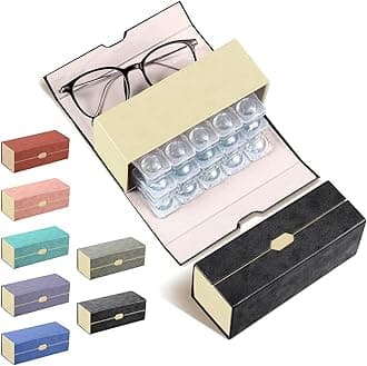Flutesan Daily Contact Lens Case and glasses Organizer 2 in 1 Double Sided Portable Contact Lens Travel Case for Travel Outdoor Daily Use, Storage up to 30 Lense(Black)
