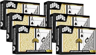 - Copag 1546 Design 100% Plastic Playing Cards, Poker Size (Standard) Black/Gold (Jumbo Index, 6 Sets)