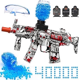 Anstoy Gel Ball Electric Blaster, Splat Ball MP5K Toy Automatic for Outdoor Activities-Shooting Team Game, Christmas, Halloween, Birthday Gifts for Teens, Boys and Girls (Red)