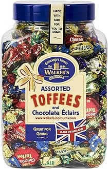 Assorted Toffees & Chocolate Éclairs | Contains English Creamy, Milk & Dark Chocolate Covered, Banana Split & Milk Toffees | Traditional British Candy | 44.09 Oz (1.25kg)