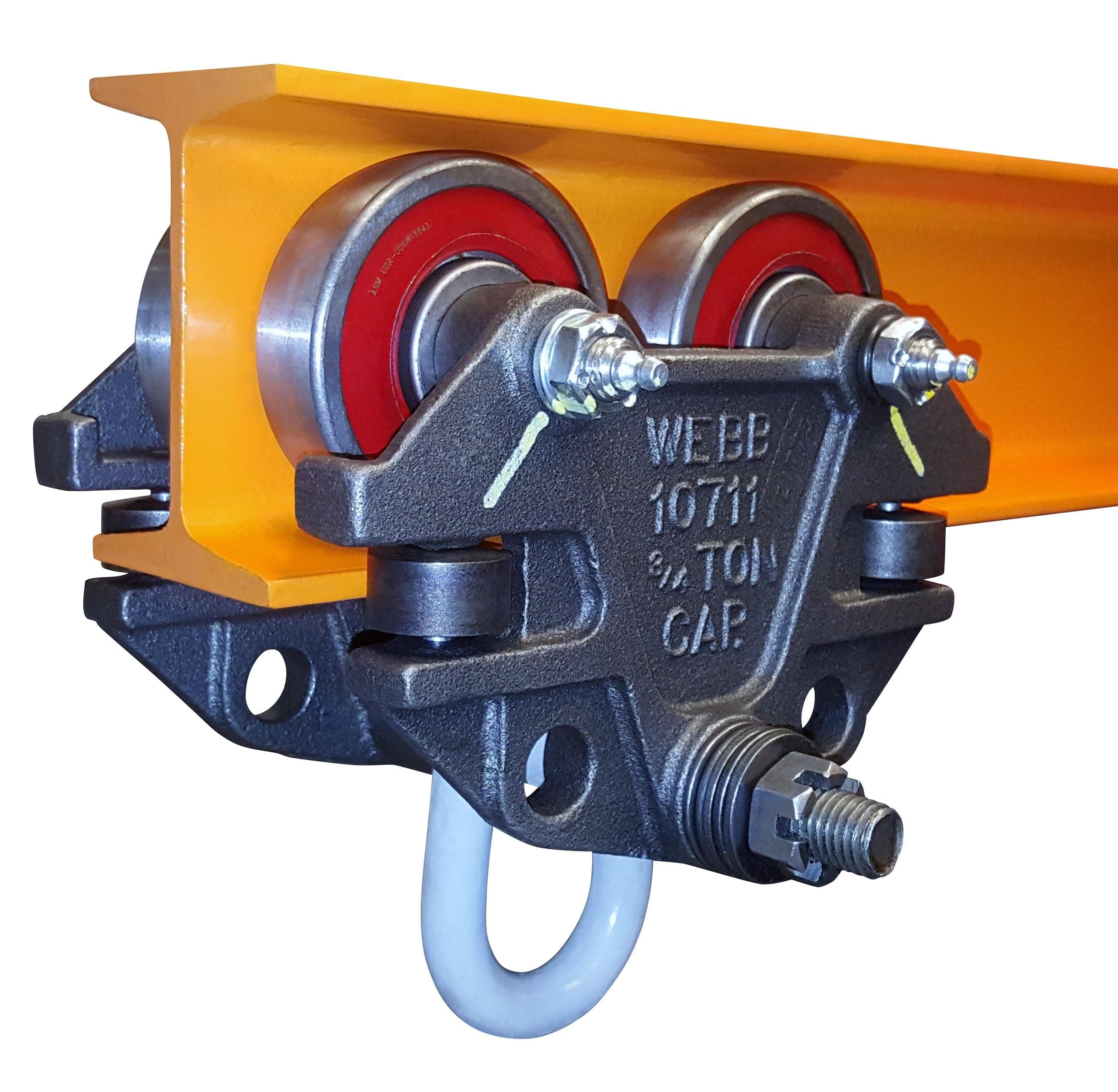 Beam Trolley With Side Guide Rollers. Heavy Duty 3/4 Ton 1,500 Pounds Capacity. Industrial Grade Conveyor Trolley for I-Beams and Chain Hoists