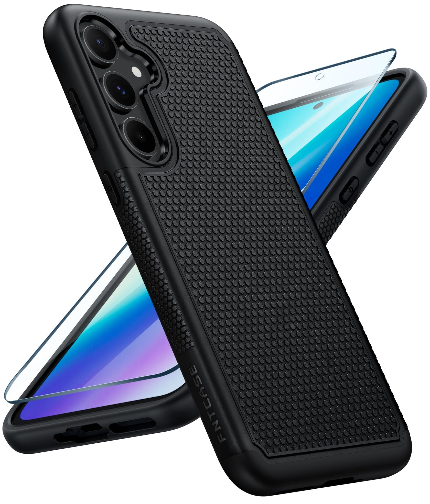 FNTCASE for Samsung A35 5G Case: Dual Layer Shockproof Drop Protection Galaxy 360 Military Grade Protective Mobile Phone Cover Rugged Matte Heavy Duty Slim TPU Black