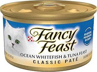 Fancy Feast Purina Grain Free Pate Wet Cat Food, Classic Pate Ocean Whitefish & Tuna - (24) 3 oz. Cans