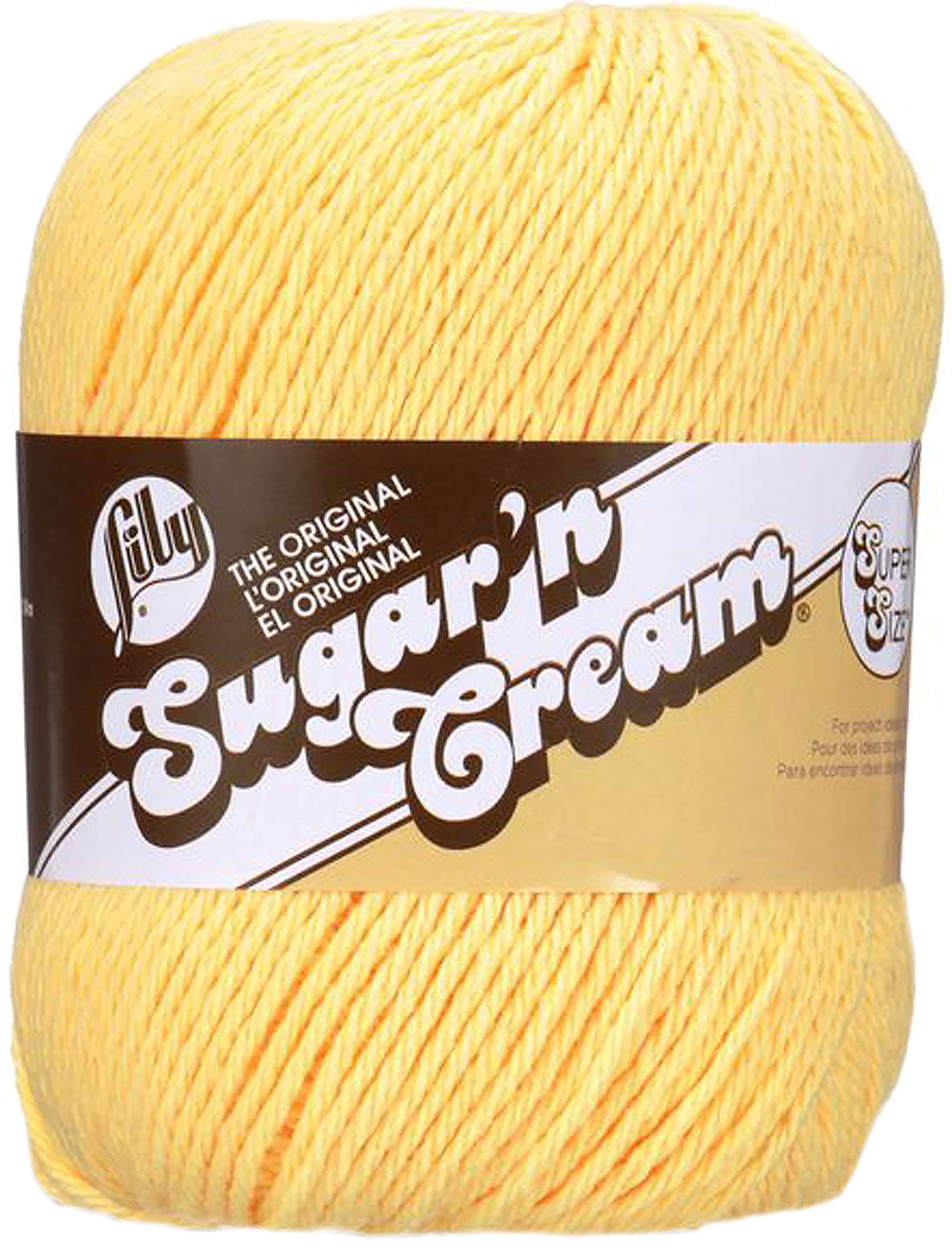 Lily Sugar 'N Cream Super Size Solid Yarn, 4oz, Gauge 4 Medium, 100% Cotton - Yellow - Machine Wash & Dry