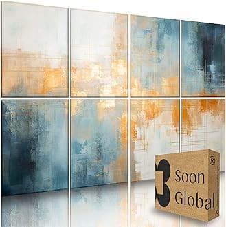 8-Pack Acoustical Wall Panels, 48 X 32 Inches Art Acoustic Panels, Decorative Acoustic Panels, Acoustic Wall Panels, Sound Absorbing Wall Art, Teal Aura