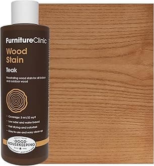Wood Stain | Teak | Water Based | Fast Drying, Low Odor, & Non-Toxic | for Indoor & Outdoor Furniture and More | Multiple Finishes | (8.5oz / 250ml)