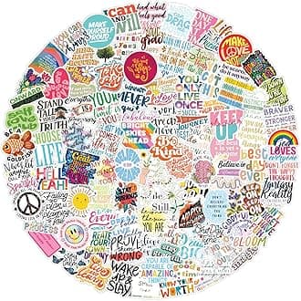 Pack of 250+ Motivation Inspiration Stickers for Laptop - Waterproof Residue Free Positive Words Motivational Inspirational Quote Sticker