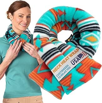Sunny Bay Microwavable Neck Heating Wrap by Flax Seeds Bean Bag Heat Pad for Neck Pain Relief Small Canyon Turquoise