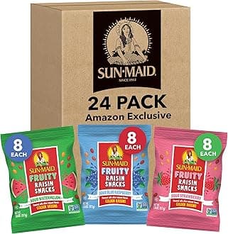 Sun-Maid Fruity Raisin Snack Variety Pack - Sour Strawberry, Watermelon & Blu...