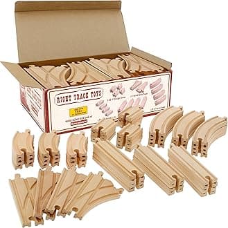 Wooden Train Track 52 Piece Set-18 Feet Of Track Expansion - 5 Distinct Pieces - 100% Compatible with All Major Brands Including Thomas Wooden Railway System: Screen Free Christmas Gift For Toddlers