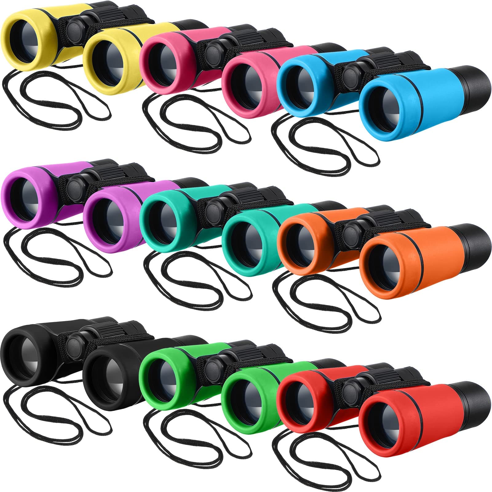 9 Pack Kids Binoculars, Shockproof Compact Binoculars for Kids, Folding Outdoor Explorer Toy for Bird Watching, Camp, Scavenger Hunt, Classroom Activities, VBS, Party Favor(Colorful)