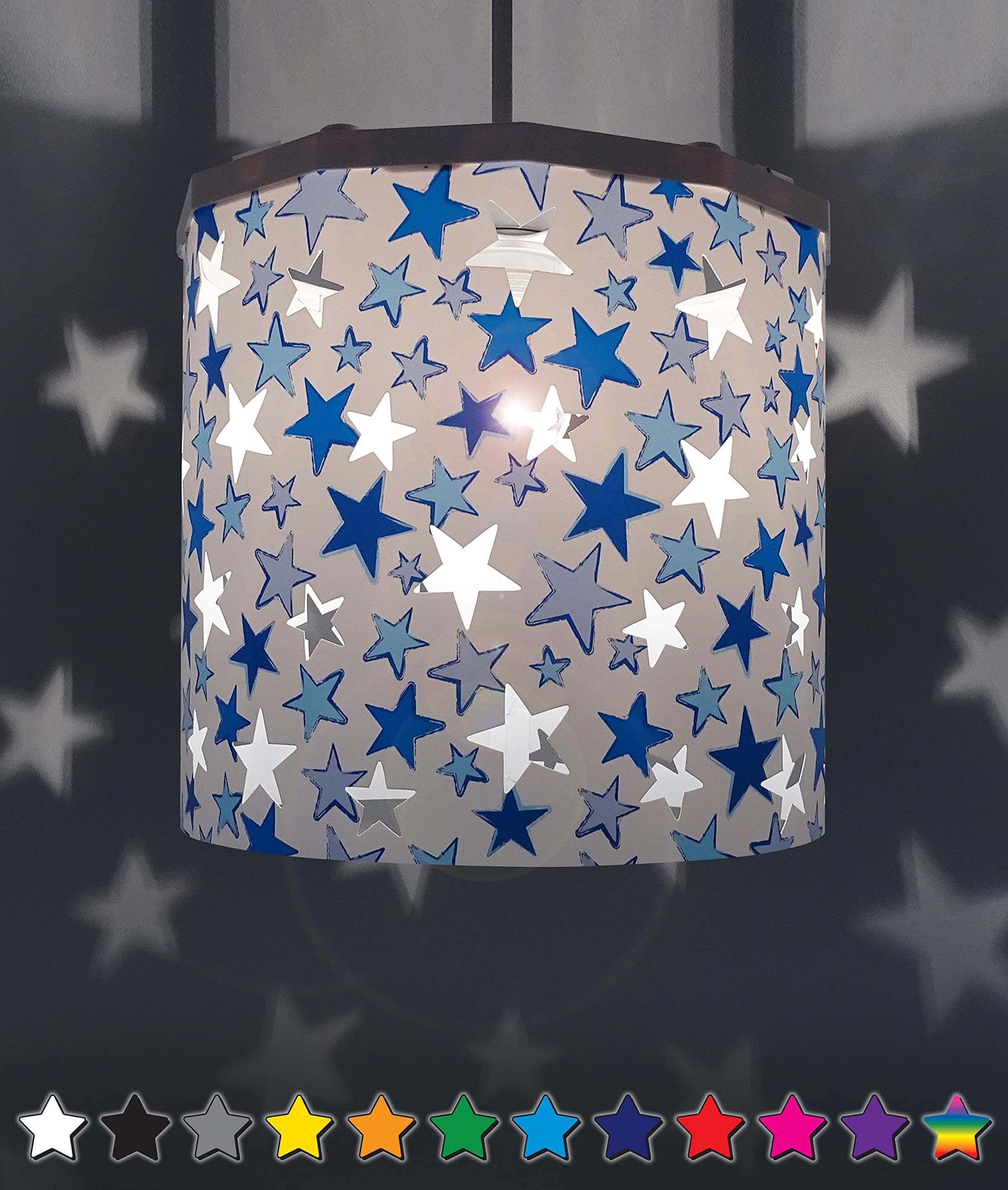 Ceiling Pendant Light Shade - Star Light Projection Effect Light Cover - Magnetic Ceiling Night Light Lampshade Kit for Interchangeable Designs, Blue
