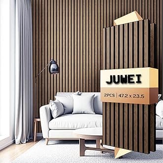 Acoustic Wood Slat Wall Panels, 2-Pack – 47.2 x 23.6 x 0.7 Inches, Sound Absorbing Wood Panels for Modern Interiors – Covers 15.5 Sq. Ft. (4# Walnut)