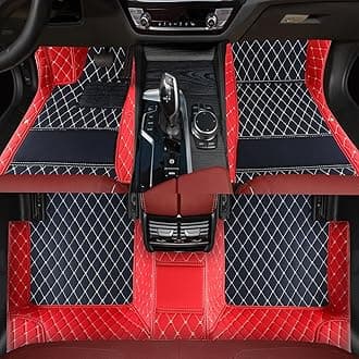 Custom car Floor mats Suitable for 99% car Truck SUV,car mats All Weather Personalized,Full Coverage Luxury Car Mats, Anti-Slip Leather Floor mats. (red and Black)