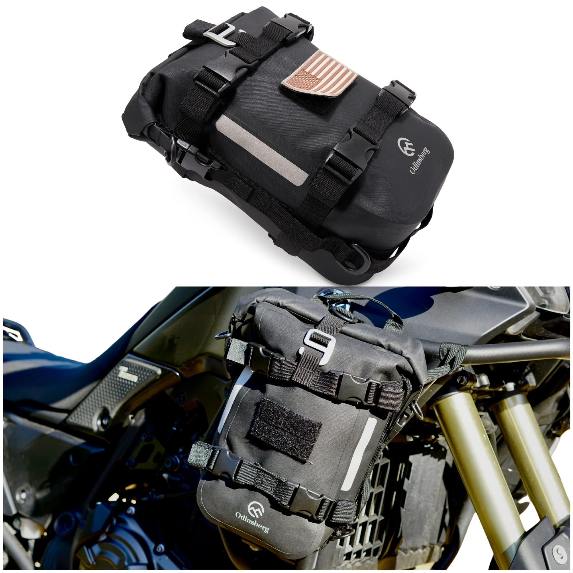 Odinsberg Waterproof Motorcycle Tail Bag 7L Motorcycle Dry Bag Crash Bar Bags used as Luggage on Sissy Bar Back Seat Saddle Bag Rack Fender Bag Pouch Dirt Bike Pack for Moto Enduro ATV