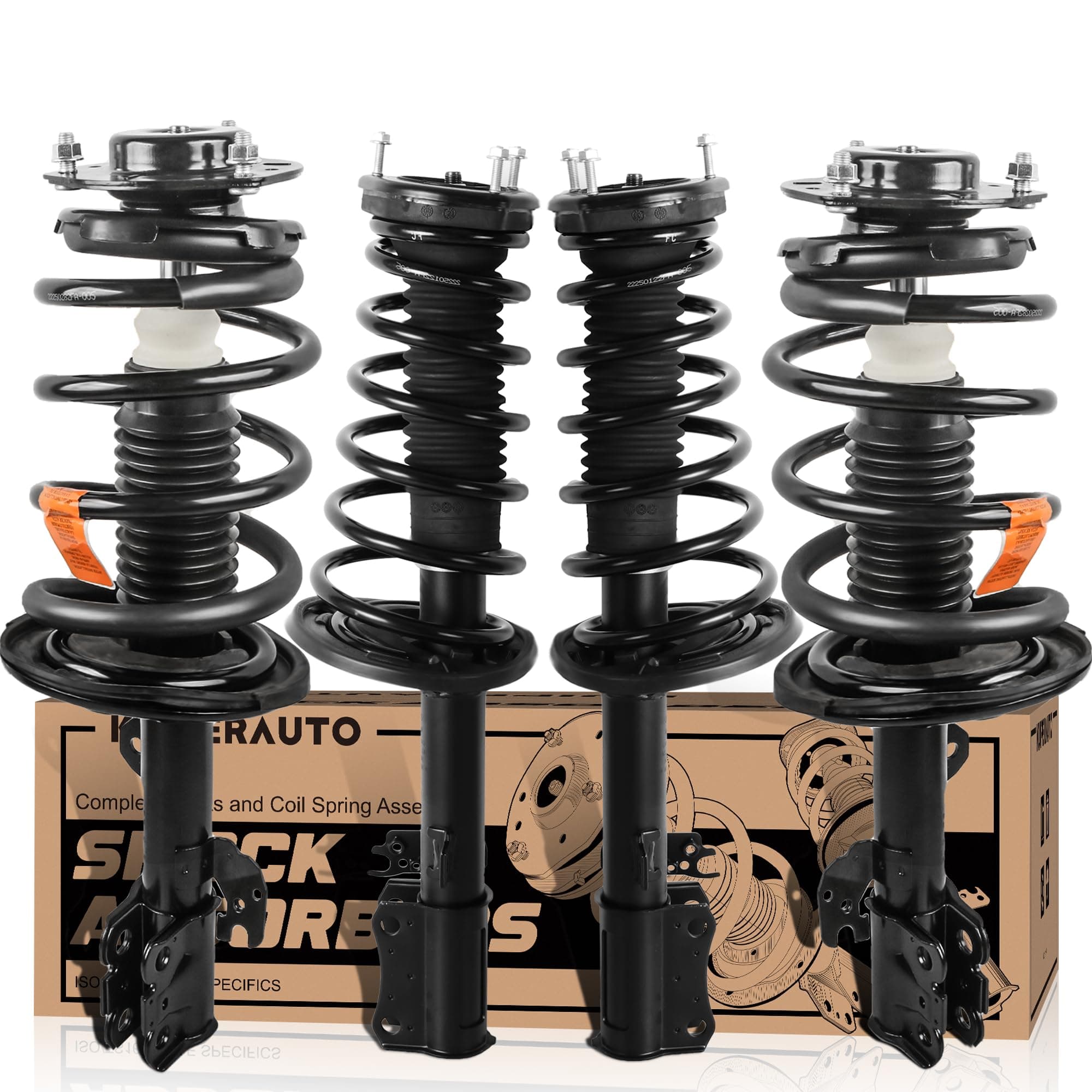 KUIPERAUTO Front and Rear Complete Strut Spring Assemblies 172310 172309 272308 272307 Compatible for 2008-2011 Toyota Camry Avalon Shock Absorbers (Set of 4)