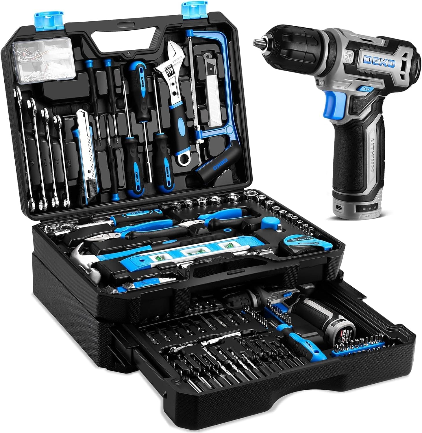 Blue Tool Kit Box Drill Set