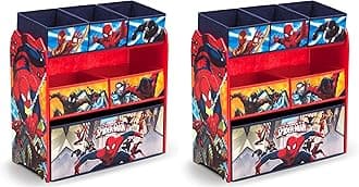 Delta Children Toy Organizer, 6 Bin | Greenguard Gold Certified | Spider-Man | Pack of 2